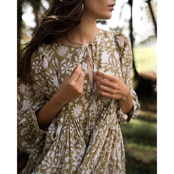 Women’s Floral Summer Dress Rayon Loose A-Line Casual Boho Beach Wear - Picture 3 of 6